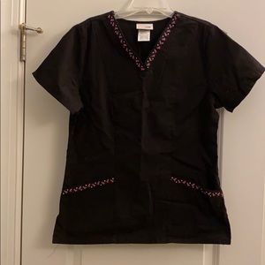 Breast Cancer Awareness Pink Ribbon Scrub Top